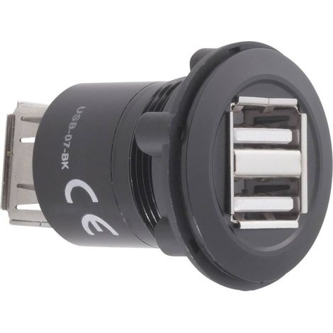 TRU COMPONENTS USB-07-BK Presa USB Presa, Adattatore 2 x presa USB tipo A su 2 x prese USB tipo A Contenuto: 1 pz.
