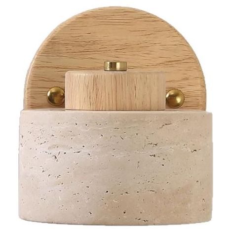 Applique murale en travertin jaune de style Wabi-Sabi, lampes japonaises rotatives rondes D12cm (1/5)