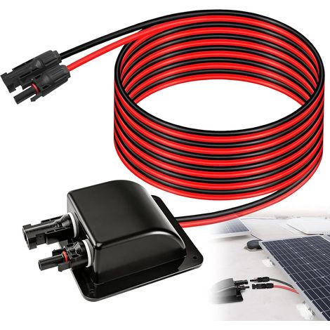 Passe-toit solaire, Passe-câble solaire, Passage étanche double câble avec câble solaire de 2M, Connecteur de câble pour panneau solaire, Passe-toit solaire pour camping-car, Photovoltaïque, RV (1/5)
