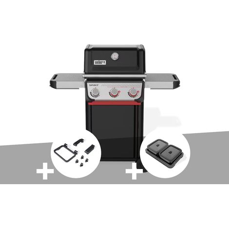 Barbecue à gaz Spirit E-325 + Set d'accessoires clipsables Weber Works + Kit de préparation et de service - Weber