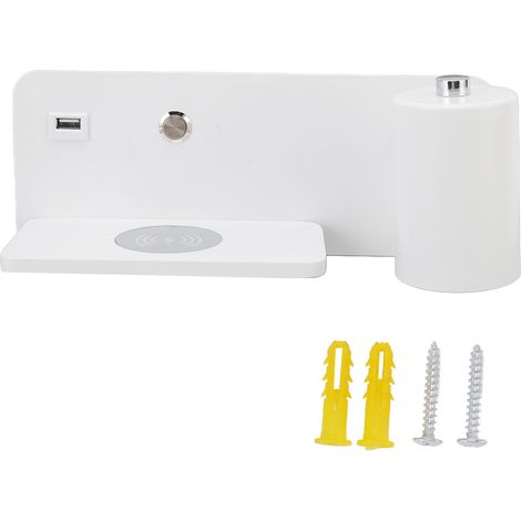 Applique murale LED avec Interface USB, lampe de chargement sans fil, pour salon, chambre à coucher, 85 à 265V, blanche, droite (1/5)