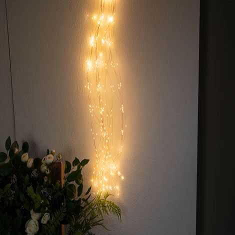 (Blanc chaud, 5 x 2 m) Guirlande lumineuse RGB pour sapin de Noël, avec minuterie à piles et effet cascade. (1/5)
