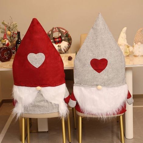 Housse De Chaise De Noel - Peluche Sans Visage Avec Accoudoirs - Pour Salle À Manger Cuisine Fête - Lot De 2 (1/5)