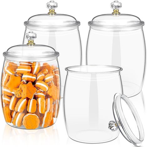 Lot de 4 Bonbonnières Plastique 2 L, Bocaux à Bonbons avec Couvercles (1/4)