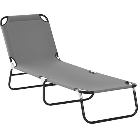 Gartenliege, 5-fach verstellbare Rückenlehne, schnelltrocknend, Metallgestell, 188 x 56 x 28 cm, grau