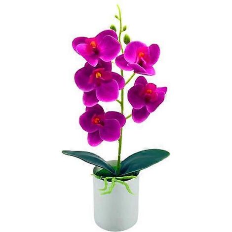 Bonsaï artificiel élégant et facile d'entretien, 5 têtes, magnifiques orchidées artificielles, articles de fêteviolet (1/5)