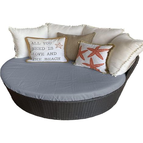 Housse de coussin pour île de soleil - Imperméable - Taille universelle - Coussin de chaise longue rond - Coussin de rechange pour île solaire (gris) (1/5)