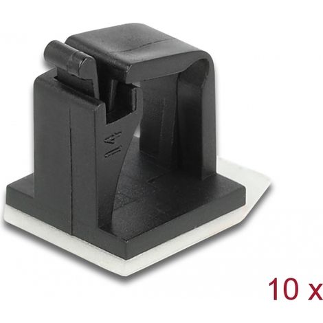 Delock portacables con clip de bloqueo autoadhesivo negro 10 piezas
