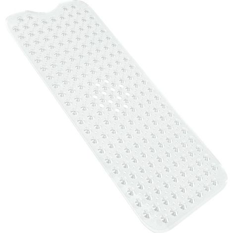Non-slip bath mat for children, shower, 100 x 40 cm, extra long, Apis non-slip bath mat with suction cups, white, machine washable. (1/4)
