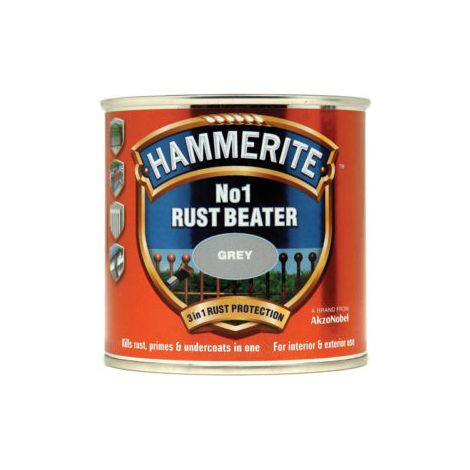 Hammerite No.1 Rust Beater Paint - Grey, 250ml - Superior Rust Protection and Primer (1/7)