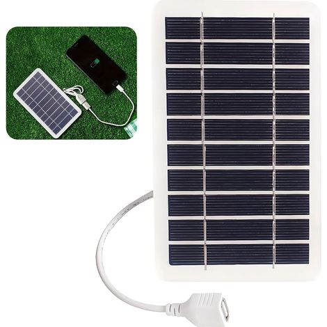 Panneau Solaire 5 W 5 V 1000mA, avec Port USB, Panneau Solaire Étanche IP65 pour Randonnée, Camping, Escalade - Léger et Durable, Idéal pour Charger Téléphones et Appareils USB en Extérieur (1/5)