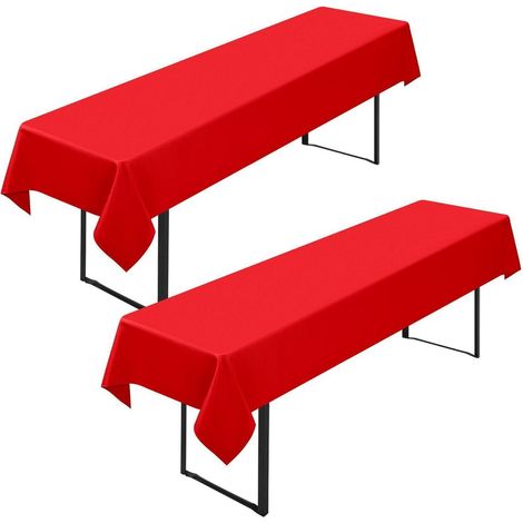 2er-Set Tischdecken für Bierbänke, 100x250cm, Rot, Waschbar