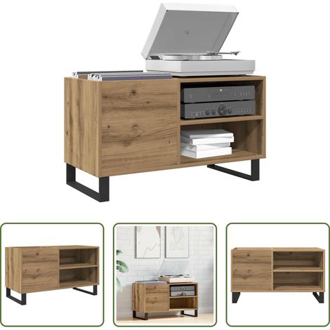 vidaXL Rangement vinyle - Armoire à disques chêne artisanal 84,5x38x48 cm bois ingénierie (1/5)