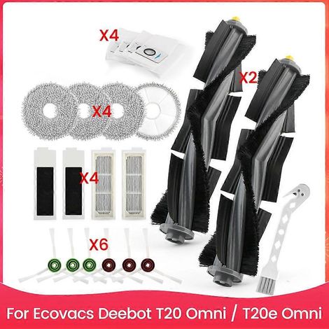 Accessoires pour aspirateur robot Ecovacs Deebot T20 Omni / T20e Omni : brosse latérale principale, filtres HEPA, sacs de nettoyage (1/5)