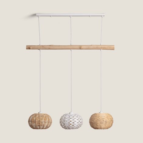 Lampada a Sospensione Rattan e Legno Linfen Naturale (1/5)