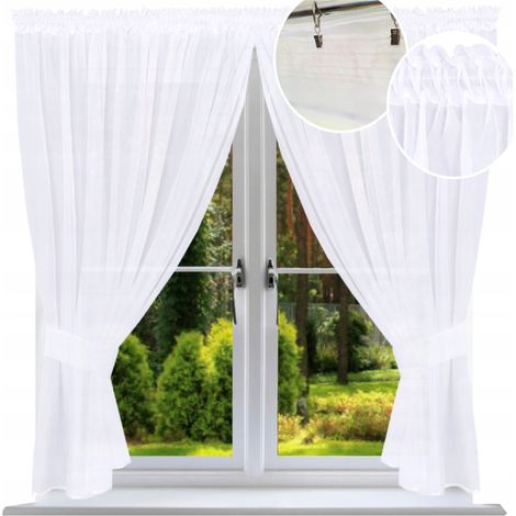 Fertige, glatte Voile-Gardine, 150 x 300 cm, Traumfänger, weiß