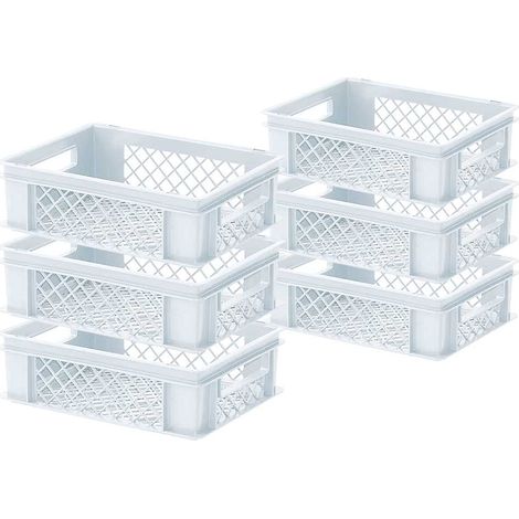 BRB 6x Eurobehälter / Bäckerkiste, LxBxH 400 x 300 x 125 mm (weiß)
