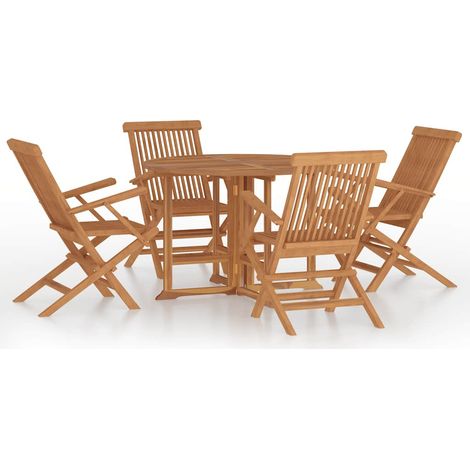 Maison Exclusive - 5-tlg. Garten-Essgruppe Klappbar Massivholz Te