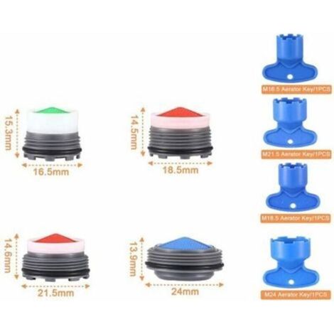 Lot de 12 Aérateur de mousseur Robinet M16.5/M18.5/M21.5/M24, Mousseur Robinet Filtre, Insert Embout Robinet Cuisine de Filetage (1/4)