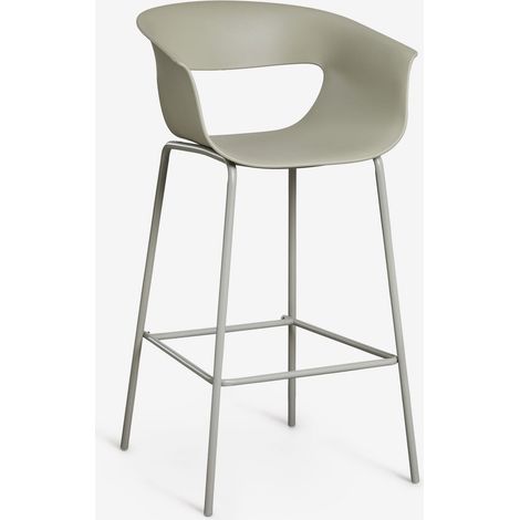 Tabouret haut en polypropylène et fer Alanys SKLUM Vert Sauge ↑75 cm