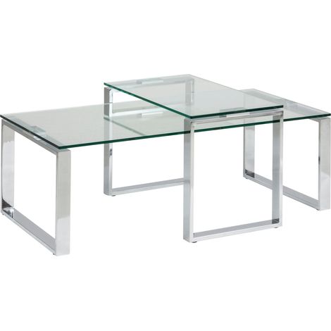 Conjunto mesa de centro Norsica 154 , 37x55x115cm, Diámetro: 0, Vidrio, Angular