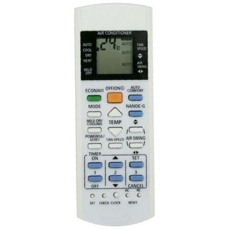 Panasonic Air Con Remote Control Télécommande pour Air‑Con White ABS Télécommande de Remplacement pour Climatiseur A75C3300 3208 3706 3708 3883 3935