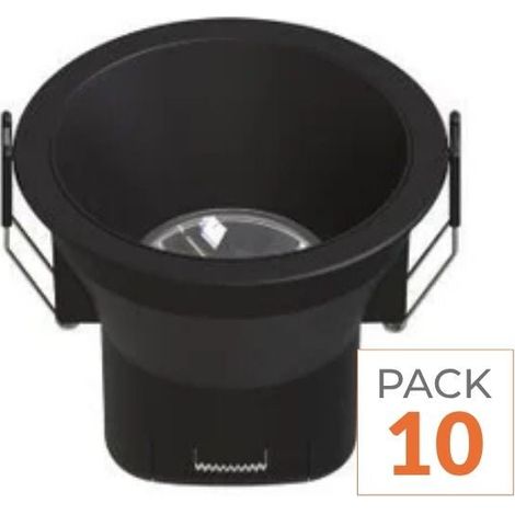 Spot LED Encastrable 9W IP44 Dimmable Noir CCT Ø85mm - 3000K/4000K/6500K - Pack de 10 - SILAMP (1/2)