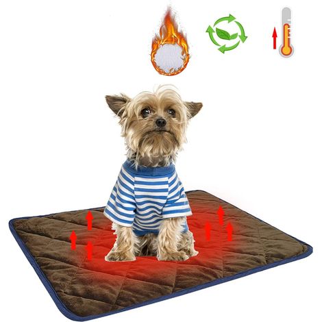 1 Tapis chauffant, auto-chauffant, couverture en laine douce, lavable, arrêt automatique, pour chats chiens sols canapés (1/5)