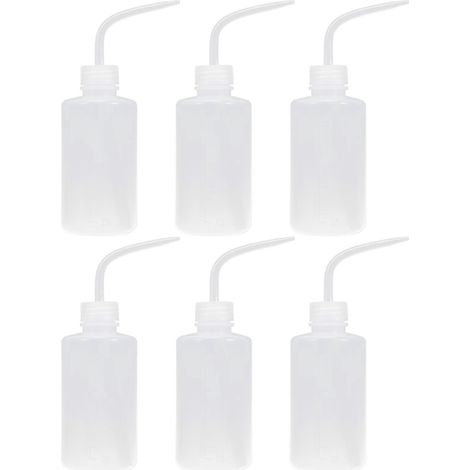 Lot de 6 flacons souples en plastique pour le lavage, flacons de lavage pour balances en plastique destinés aux laboratoires-19x6cm-White
