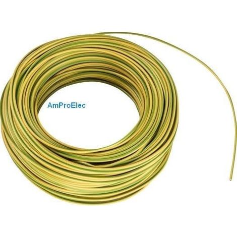 Fil électrique souple HO7-VK 4-6-10-16-25 et 35 mm2 - 2-5-10-15-20 m 5 Couleurs Couleur: Vert - Jaune - Longueur: 2 Mètres - Section: 6 mm2