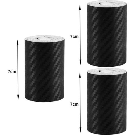 (7 cm - 3 pièces - 1 m) Bande adhésive de protection en fibre de carbone nano pour seuil de porte de voiture, film protecteur imperméable pour pare-chocs, 3/10 m (1/4)