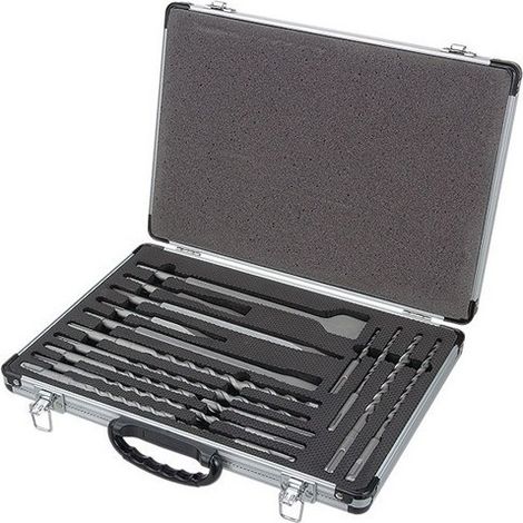 Hikoki – Jeu de forets et burins SDS Plus 17 pièces – 5 x 110 mm, 6 x 100 mm, 6 x 160 mm, 8 x 210 mm – Pour béton armé et maçonnerie