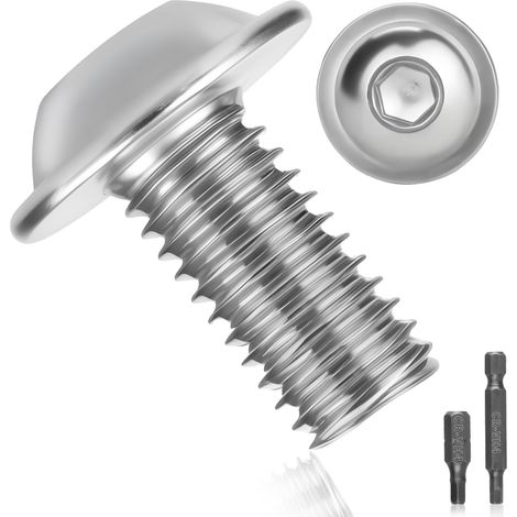 15 Pièces Vis M8 Boulon Inox M8x20mm Vis à Tête Poelier Bombée Avec Bride et Six Pans Creux A2 V2A Vis à Métaux Bouton Vis à Tête Hexagonale Acier Inoxydable Entièrement pour Génie Mécanique (1/5)