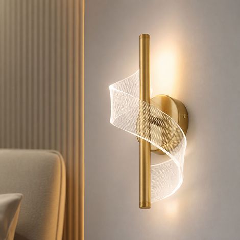 Aplique de pared LED tricolor regulable de 8 W, diseño nórdico en aluminio y acrílico, iluminación sin parpadeos para dormitorio y sala de estar. (1/4)