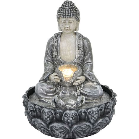 Petite fontaine dintérieur Bouddha en résine grise 27 cm (1/4)