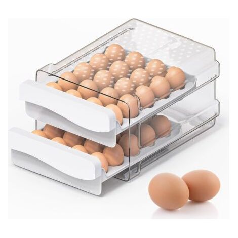 Boite a Oeufs en Plastique, 40 Œufs Boite a Oeuf Frigo, Boîte de Rangement D'œufs à Tiroir Transparent Empilable, Pour la Conservation des Oeufs