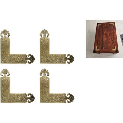 Set di 4 protezioni angolari in ottone anticato per mobili. Protezioni angolari in metallo, protezione decorativa per gli angoli di scrivanie e armadi. (1/5)