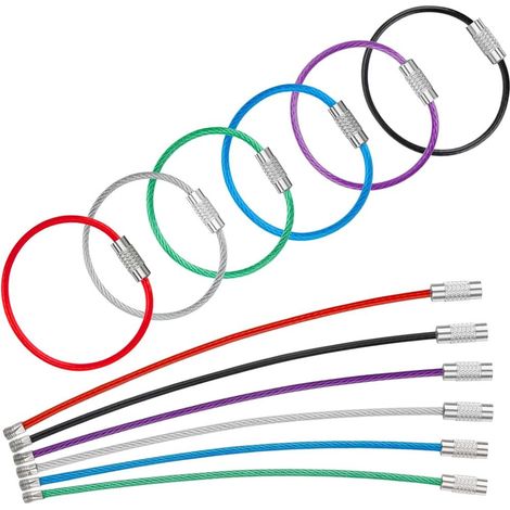 Schluesselkabel 15 cm rostfrei, Federring, Wandern Garten Camping, Karabiner, sichere Befestigung stabil (1/4)