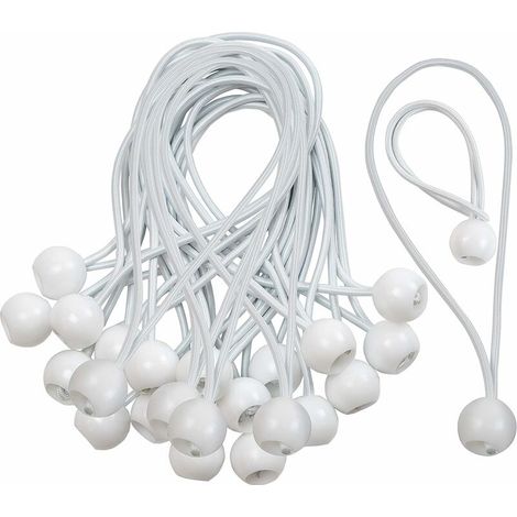 Tendeur Elastique Caoutchouc Professionnel avec Boule (Blanc 150 mm) pour Tentes, Baches, Affiches. Tendeur Bache, Sangle élastique, Support de Bache, Caoutchouc de Bache, Tendeur Caoutchouc, (1/5)