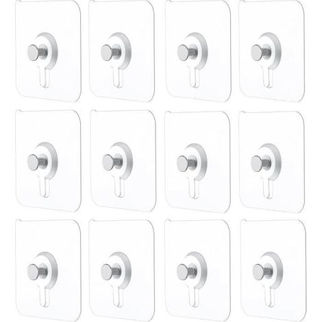 12Pcs Adhesif Accroche Tableau Sans Percer,Attache Cadre Adhésif Crochets,Fixation Murale Sans Percer,pour Accroche Cadres Photo (1/4)