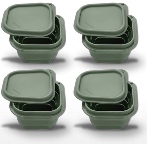 Lot de 4 Boîtes à Snacks Pliables en Silicone Vert Fackelmann Storage (1/5)