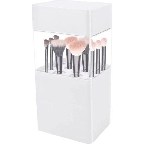 Boîte de rangement transparente pour pinceaux de maquillage – organisateur de beauté anti-poussière, hygiénique, peu encombrant et bien organisé – Crezuo