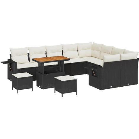 Maison Exclusive - Set Divano da Giardino 12 pcs Nero polyrattan