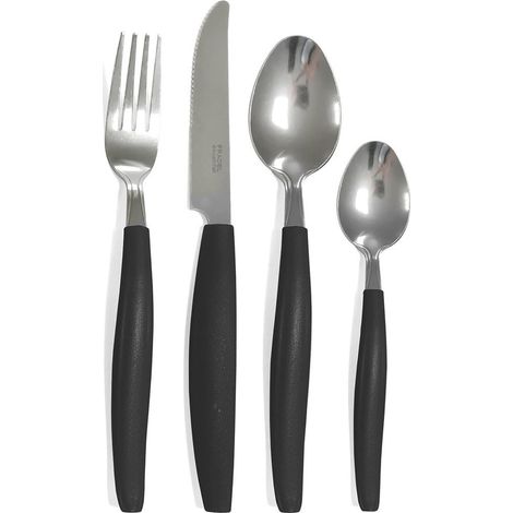 TrAdE Shop Traesio - Set Servizio Di Posate 24pezzi Per 6 Persone In Acciaio Inossidabile Colore Nero - (1/4)