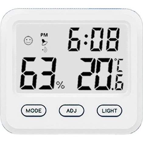 Thermomètre d'ambiance avec hygromètre, horloge intégrée et affichage de l'heure pour la maison et le bureau (1/5)