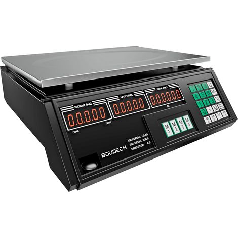 Adalat 88 � Elektronische Handelswaage mit wiederaufladbarem Akku f�r den Ladentisch, 40 kg, Stahlplatte 33 x 24 cm und LCD-Display (1/5)