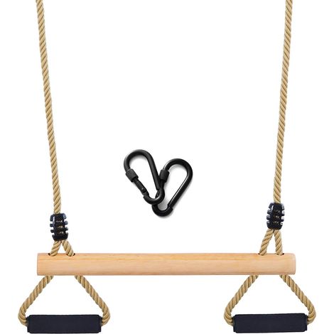 Trapezoid Swing for Children, Outdoor Wooden Trapezium Multifunctional Swing for Indoor and Outdoor (Black) (1/5)