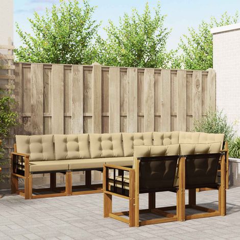 vidaXL Outdoor-Sofagarnitur mit Kissen 8 pcs Natur und Beige (1/5)
