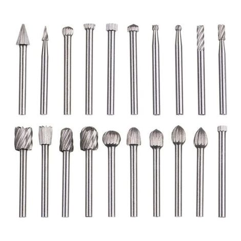 Lot de 20 fraises rotatives, outil de sculpture en acier rapide avec tête de meulage de 3 mm pour le travail du bois, la sculpture, la gravure, le perçage (1/5)