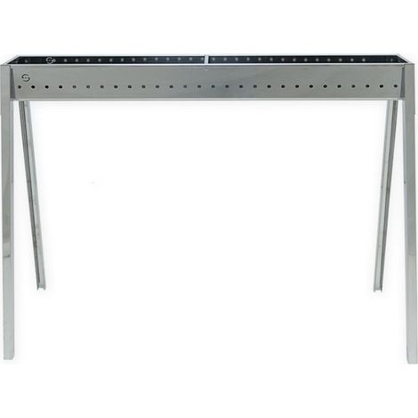 Barbecue au charbon de bois en acier inoxydable 100 cm – Finition miroir – Montage rapide avec pieds à baïonnette – Pour 60 rôtis – Lisa